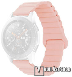  Okosóra loop szilikon szíj - szilikon, mágneses, bordázott mintás - RÓZSASZÍN - 125mm + 92mm hosszú, 22mm széles - SAMSUNG Galaxy Watch 46mm / Watch GT2 46mm / Watch GT 2e / Galaxy Watch3 45mm / Honor