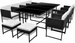 vidaXL Set mobilier cu perne, 13 piese, negru, poliratan 42761