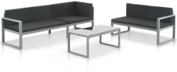 vidaXL Set mobilier cu perne, 3 piese, negru, aluminiu 44448