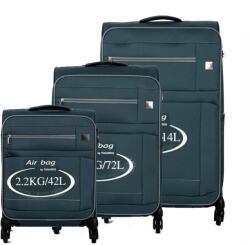Touareg zöld / szürke négykerekű három részes bőrönd szett air6600