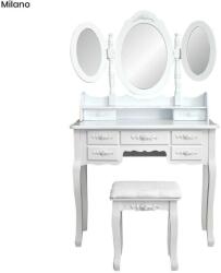 Timeless Tools Tükrös fésülködő asztal párnázott székkel, Milano - fehér