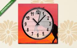  Vászonkép óra, Partner Kollekció: Ágaskodó ló napnyugtában(25x25 cm C01)