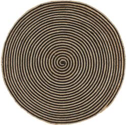 vidaXL Covor lucrat manual din iută cu model spiralat negru 120 cm (133720) Covor