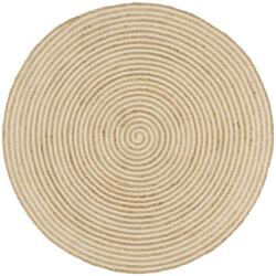 vidaXL Covor lucrat manual din iută cu model spiralat alb 90 cm (133716)