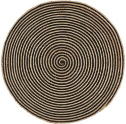 vidaXL Covor lucrat manual din iută cu model spiralat negru 90 cm (133719)