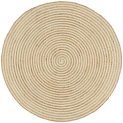 vidaXL Covor lucrat manual din iută cu model spiralat alb 150 cm (133718)