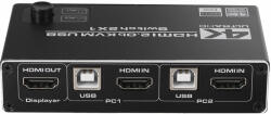 Thunder Germany KVM-2P, Két portos professzionális KVM switch, 2+1xHDMI, 3+2xUSB