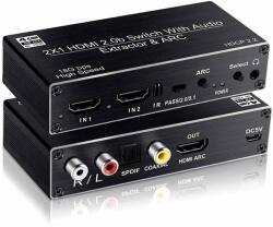 Thunder Germany SWD-201, 2×1 4K HDMI kapcsoló, audio leválasztó + ARC - mkaudio