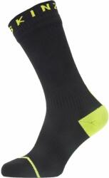 Sealskinz Waterproof All Weather Mid Length Sock With Hydrostop Black/Neon Yellow XL Kerékpáros zoknik