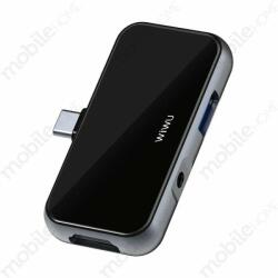 WIWU átalakító, T5 Pro (Type-C bemenetről - HDMI + 3.5mm Jack + USB3.0) adapter iPadhez és telefonhoz, szürke