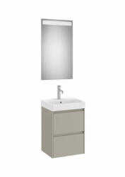 Roca Ona Pack 2 fiókos mosdószekrény mosdóval 45x36 tükör LED világítással, homokszürke A851697510 (A851697510)