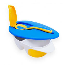 Baby Bruin osztott tányér kanállal - kék