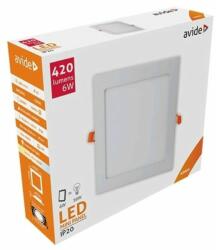 Avide LED Beépíthető Négyzetes Mennyezeti Lámpa, ALU, 6W, NW, 4000K, 420 lumen, fehér keret, süllyesztett, LED panel, természetes fehér (A2028)