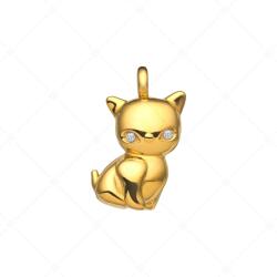 BALCANO - Kitty / Kiscica alakú nemesacél medál cirkóniával és 18K arany bevonattal
