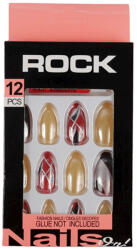 Set 12 Unghii False ROCK cu adeziv inclus, 22 Abstract Sun