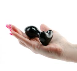 NS Novelties Dop Anal Din Sticla Crystal Heart, Negru, 9 Cm