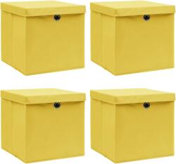 vidaXL Cutii depozitare cu capace, 4 buc. , galben, 32x32x32 cm, textil (288366)