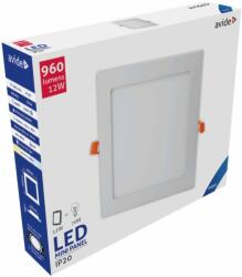 Avide LED Beépíthető Négyzetes Mennyezeti Lámpa, ALU, 12W, CW, 6400K, 960 lumen, fehér keret, süllyesztett, LED panel, hideg fehér (A1253)