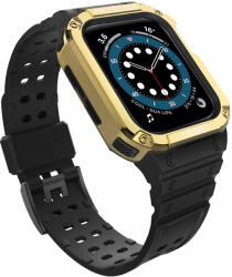 Husa si curea Armored Strap Band compatibila cu Apple Watch 4/5/6/7/8/SE 38/40/41mm Black/Gold (9145576231555)