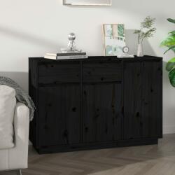 vidaXL Servantă, negru, 110x34x75 cm, lemn masiv de pin (814333) Comoda