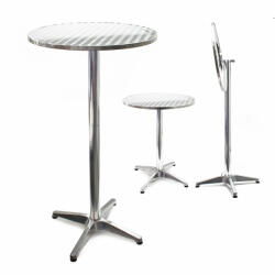 Alumínium bisztró asztal állítható magasságú magas bárasztal 60 cm átmérő 74-114 cm 61806