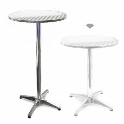  Állítható magasságú alumínium bisztró asztal magas bárasztal 60 cm átmérő 70-110 cm 61805