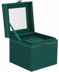 Springos Cutie pentru bijuterii, catifea, verde, cu oglinda, 12x12x12 cm, Springos (HA1048) - artool