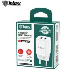 Inkax HC-02 2.4A Hálózati Töltőfej + USB Type-C 1M Adatkábel - Fehér