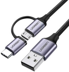 UGREEN 2in1 USB cable UGREEN Type-C / Micro USB, QC 3.0, 1m (black) (021023) - vexio