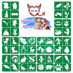 KiviArt Csillámtetoválás sablon "A" szett 48 db - 4 in 1