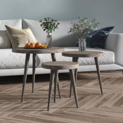 vidaXL Set de 3 mese laterale, gri, MDF și fier (286095)