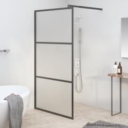 vidaXL Perete cabină duș walk-in negru 115x195 cm sticlă ESG semi-mată (151879)