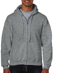 Gildan Férfi Pulóver Kapucnis Hosszú ujjú Gildan Heavy Blend Adult Full Zip Hooded Sweat - S, Heather grafitszürke