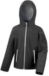 Result Gyerek Kabát Kapucnis Hosszú ujjú Result Kids TX Performance Hooded Softshell Jacket -M (7-8), Fekete/Szürke