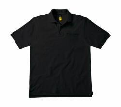 B and C Uniszex rövid ujjú galléros póló munkaruha B and C Energy Pro Workwear Pocket Polo XL, Fekete