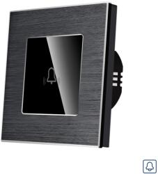 Luxion Buton Sonerie cu Touch, cu Revenire, din Sticla si Rama de Aluminiu LUXION - culoare negru