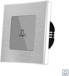 Luxion Buton Sonerie cu Touch, cu Revenire, din Sticla si Rama de Aluminiu LUXION - culoare gri