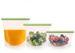 Lékué Pungă reutilizabilă pentru depozitarea alimentelor, set de 3 buc, verde, silicon, Lékué