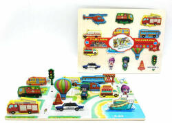 Magic Toys Városi forgalom fa kétoldalú puzzle (MKO361082)