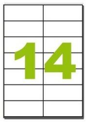 MOS Etikett címke univerzális 105X42, 3 mm szegély nélkül 14 db/ív, 1400 db/csomag