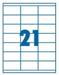 MOS Öntapadós etikett címke 70x42, 3 mm A4 íven univerzális 21 db/ív, 2100 db/csomag