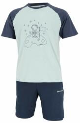 Dressa Home űrhajós mintás rövid ujjú pamut rövidnadrágos férfi pizsama - kék