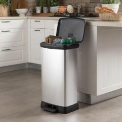 Keter Coș de gunoi Duo cu pedală „Deco, argintiu, 23L+23L 253322 (442065) Cos de gunoi