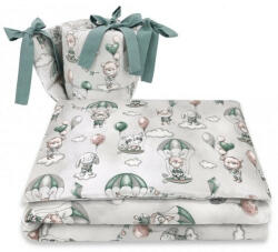  Baby Shop 3 részes ágynemű garnitúra - szürke/zöld lufis állatok - babastar