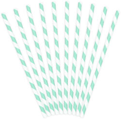 PartyDeco S. r. o Szívószál papírból, égkék -fehér csíkos