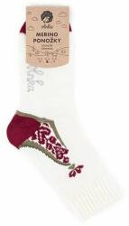 Vlnka Merinó birkagyapjú zokni "folklór" - piros zokniméret 35-37