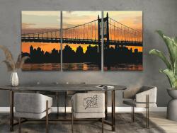  Festés számok szerint - Naplemente a városban (3 db-os készlet) Méret: 40x60cm (3db), Keretezés: Keret nélkül (csak a vászon)
