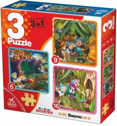 DEICO Puzzle 3 în 1 Hansel și Gretel - Puzzle 6, 9 și 16 piese (73303)