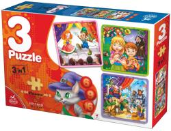 DEICO 3 puzzles basme de 6, 9 și 16 piese: Pinocchio, Hansel și Gretel și Motanul Încălțat (63717-02)