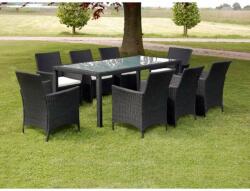 vidaXL Set mobilier cu perne, 9 piese, negru, poliratan 43118